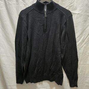Oscar de la Renta Men's Charcoal Gray 1/4 Zip Knit Sweater Medium